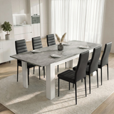 [6 Seater | Black] Milo concrete-effect dining table set extended to 220cm with 6 high-back chairs in a bright room view