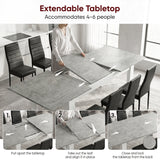 [6 Seater | Black] Milo extension guide showing tabletop opening, centre leaf placement, and lock-close steps