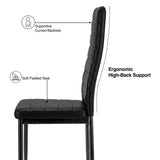 [6 Seater | Black] Milo chair side profile showing curved high-back support, padded seat, and slim metal legs