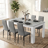 [6 Seater | Grey] Milo concrete-effect dining table set at 170cm regular size, rear view with 6 grey chairs