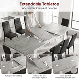 [8 Seater | Black] Milo extension guide showing tabletop opening, centre leaf placement, and lock-close steps