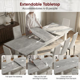 [8 Seater | White] Milo extension guide showing tabletop opening, centre leaf placement, and lock-close steps