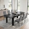 Milo Extendable Dining Table Set with 6 Grey Chairs | Black Wood-Effect