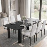 [6 Seater | White] Milo Extendable Dining Table Set with 6 White Chairs | Black Wood-Effect structured beautifully in a contemporary