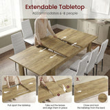 [6 Seater | White] Milo extension guide showing tabletop opening, centre leaf placement, and lock-close steps
