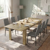 [6 Seater | Grey] Milo oak-effect dining table set extended to 220cm with 6 high-back chairs