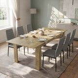 [6 Seater | Grey] Milo oak-effect dining table set extended to 220cm with 6 high-back chairs