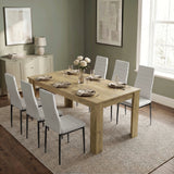 [6 Seater | White] Milo oak-effect dining table set at regular 170cm size with 6 high-back chairs