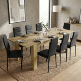 [8 Seater | Black] Milo oak-effect dining table set extended to 220cm with 8 high-back chairs