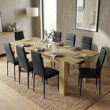 [8 Seater | Black] Milo oak-effect dining table set at regular 170cm size with 8 high-back chairs