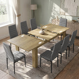 [8 Seater | Grey] Milo oak-effect table open to show centre leaf and sliding rails