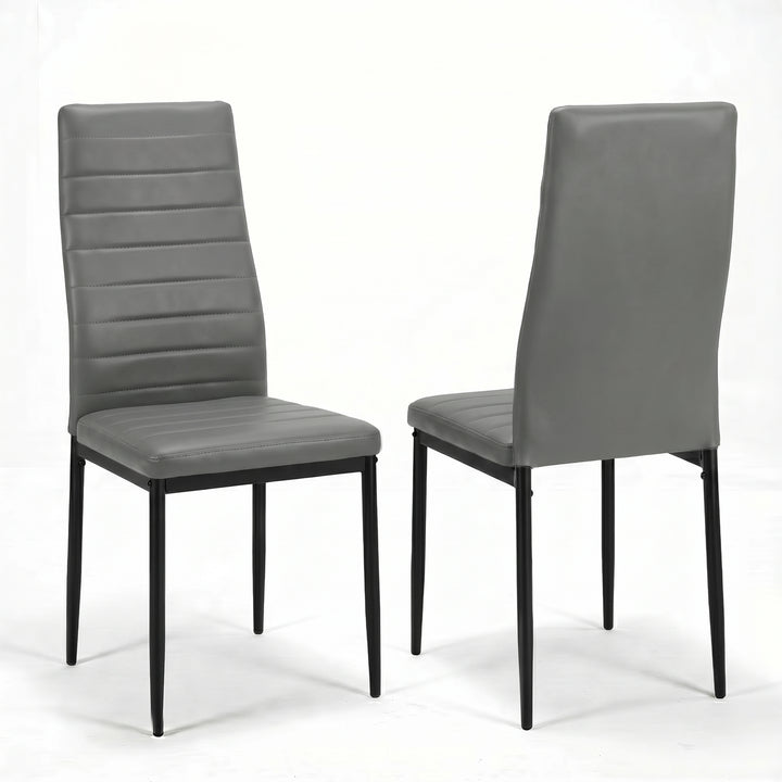 [8 Seater | Grey] Milo high-back dining chair shown from front and rear angles