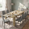 [8 Seater | Grey] Milo oak-effect dining table set extended to 220cm with 8 high-back chairs