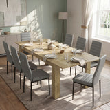 [8 Seater | Grey] Milo oak-effect dining table set at regular 170cm size with 8 high-back chairs