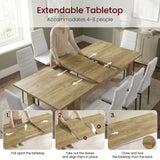 [8 Seater | White] Milo extension guide showing tabletop opening, centre leaf placement, and lock-close steps