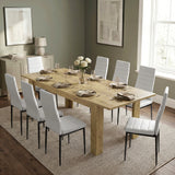 [8 Seater | White] Milo oak-effect dining table set at regular 170cm size with 8 high-back chairs