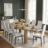 [8 Seater | White] Milo oak-effect dining table set with 8 high-back chairs in a styled room view