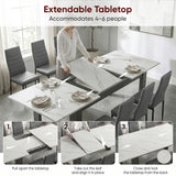 [6 Seater | Grey] Milo extension guide showing tabletop opening, centre leaf placement, and lock-close steps