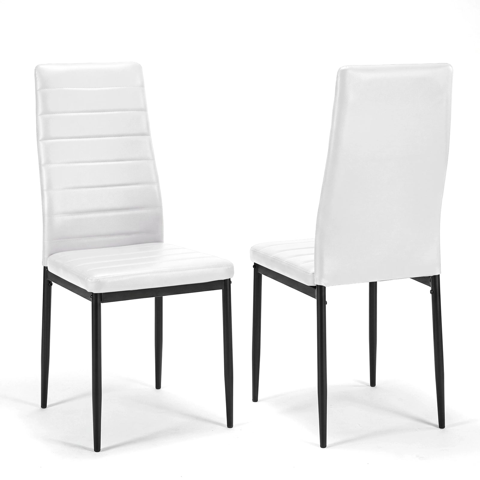 [6 Seater | White] Milo high-back dining chair shown from front and rear angles