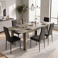 Milo Extendable Dining Table Set with 6 Black Chairs | Wooden Grey-Effect