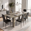 [6 Seater | Black] Milo wooden grey-effect dining table set extended to 220cm with 6 high-back chairs