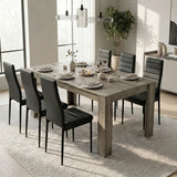 [6 Seater | Black] Milo wooden grey-effect dining table set at 170cm regular size with 6 high-back chairs