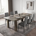 Milo Extendable Dining Table Set with 6 Grey Chairs | Wooden Grey-Effect