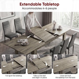 [6 Seater | Grey] Milo extension guide showing tabletop opening, centre leaf placement, and lock-close steps