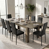 [8 Seater | Black] Milo wooden grey-effect dining table set at 220cm extended size with 8 high-back chairs