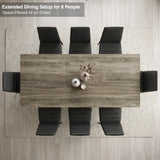 [8 Seater | Black] Overhead view of the Milo wooden grey-effect extended dining table layout with space-efficient chairs