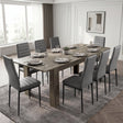 [8 Seater | Grey] Milo wooden grey-effect dining table set extended to 220cm with 8 high-back chairs