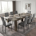 Milo Extendable Dining Table Set with 8 Grey Chairs | Wooden Grey-Effect