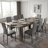 [8 Seater | Grey] Milo wooden grey-effect dining table set extended to 220cm with 8 high-back chairs