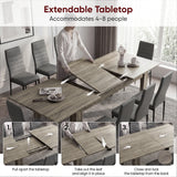 [8 Seater | Grey] Milo extension guide showing tabletop opening, centre leaf placement, and lock-close steps
