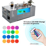High Gloss Coffee Table with Storage Drawers & LED Lights