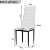 [4 Seater | White] Dimensions of white PU dining chair: 95cm tall, seat 40 x 38cm, base 36 x 36cm