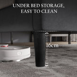 Vertical Line Velvet Upholstered Bed Frame with 16cm under bed clearance for easy cleaning and storage, shown in grey finish with wooden legs.