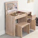 Modern dressing table with storage with mirror compartments for cosmetics, featuring drawers.