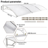 Modern front doors canopy uk with white ABS brackets, PC sunshade sheet, and aluminum connectors.