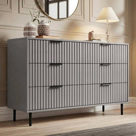 [Grey] bedroom drawers with 6 drawers internal compartments and storage capacity
