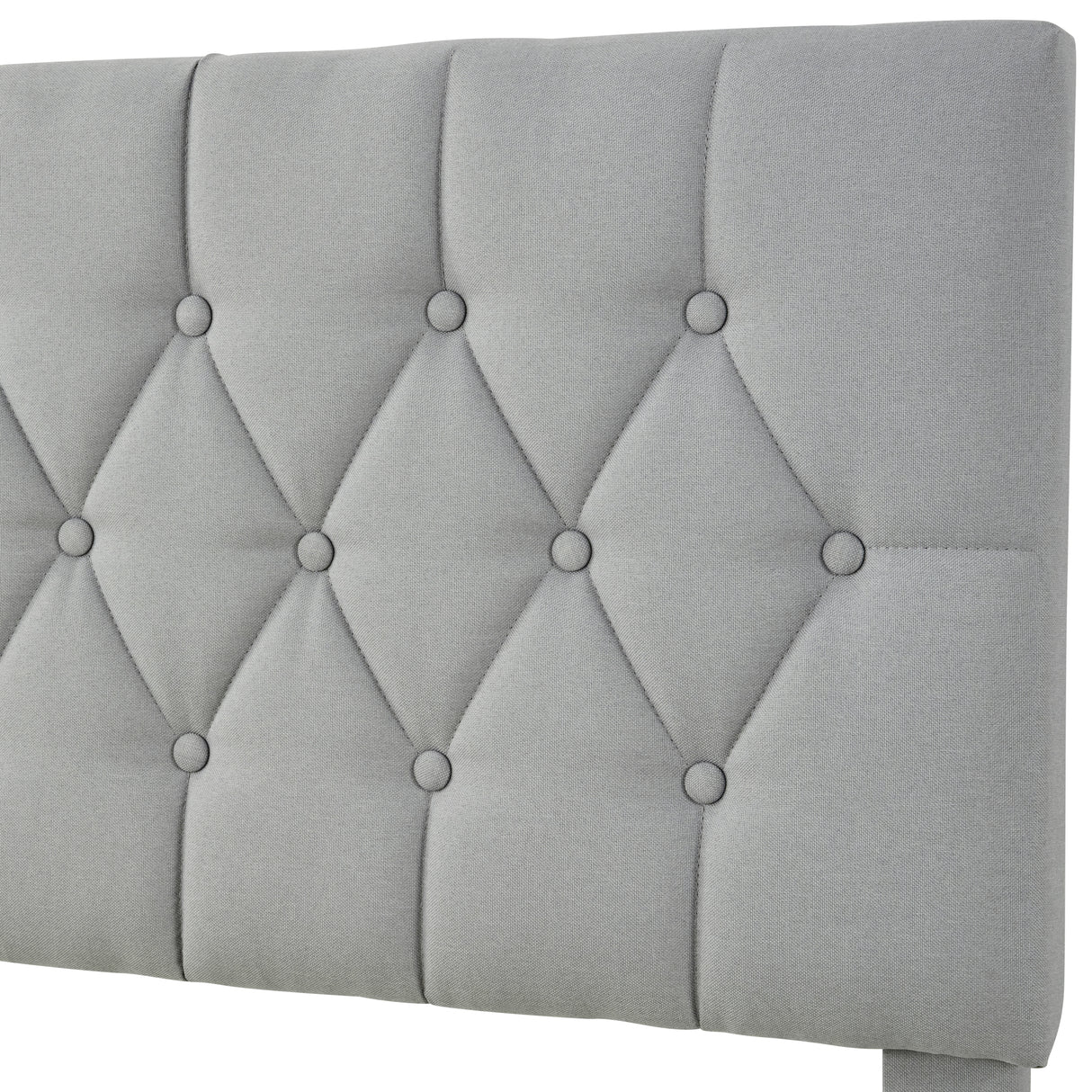 Blisswood Chesterfield Bed Frame - Luxurious Light Grey Linen Upholstery, Adjustable Headboard