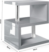 Modern sofa side table with high gloss grey finish, perfect for contemporary living rooms.