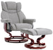 Modern grey modern swivel recliner chairs with a matching cushioned footrest and stylish.