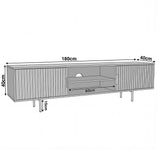 Green TV cabinet with dimensions H55 × D40 × W180 cm for precise living room furniture planning.