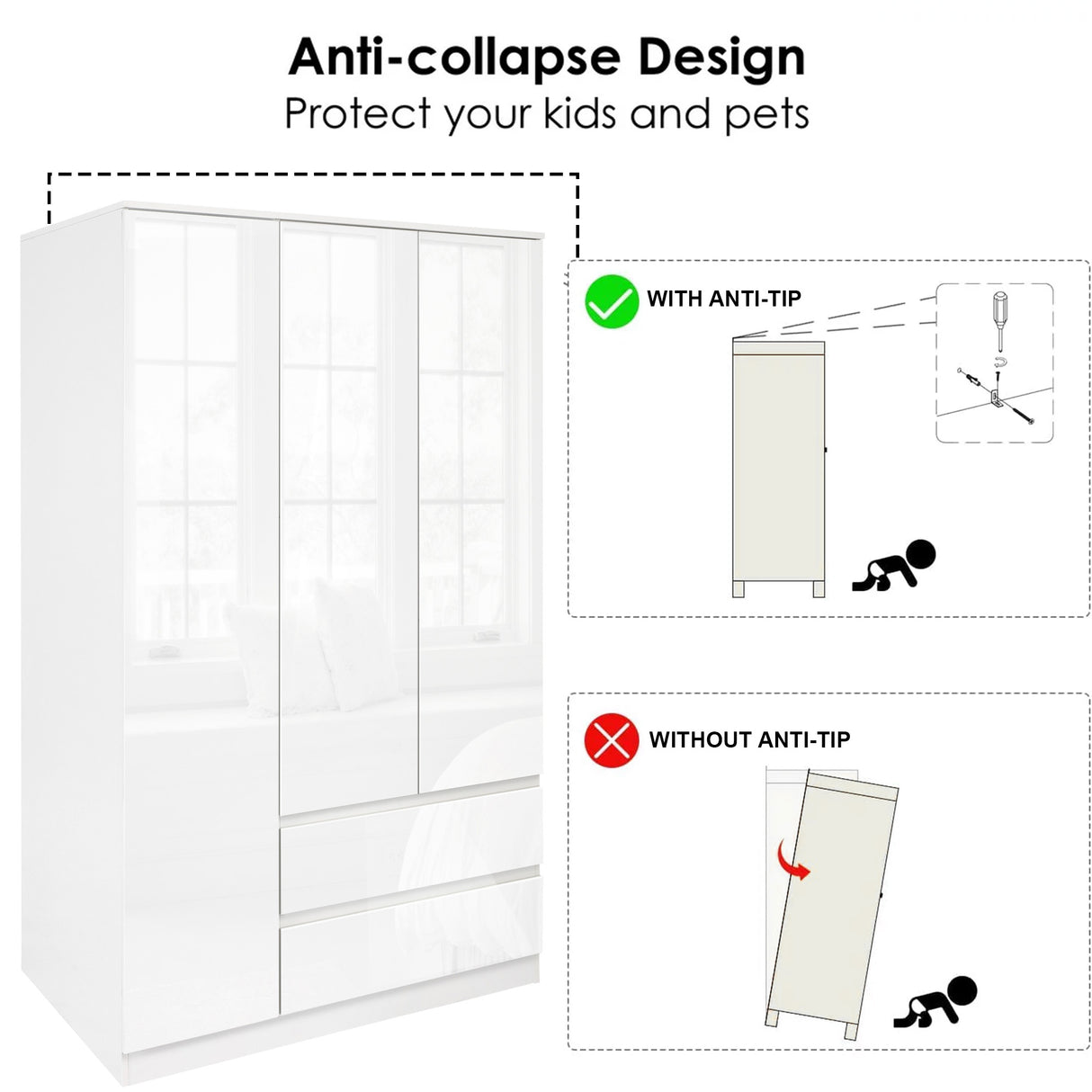 Stylish modular wardrobe with ample storage, perfect for maximizing bedroom space.