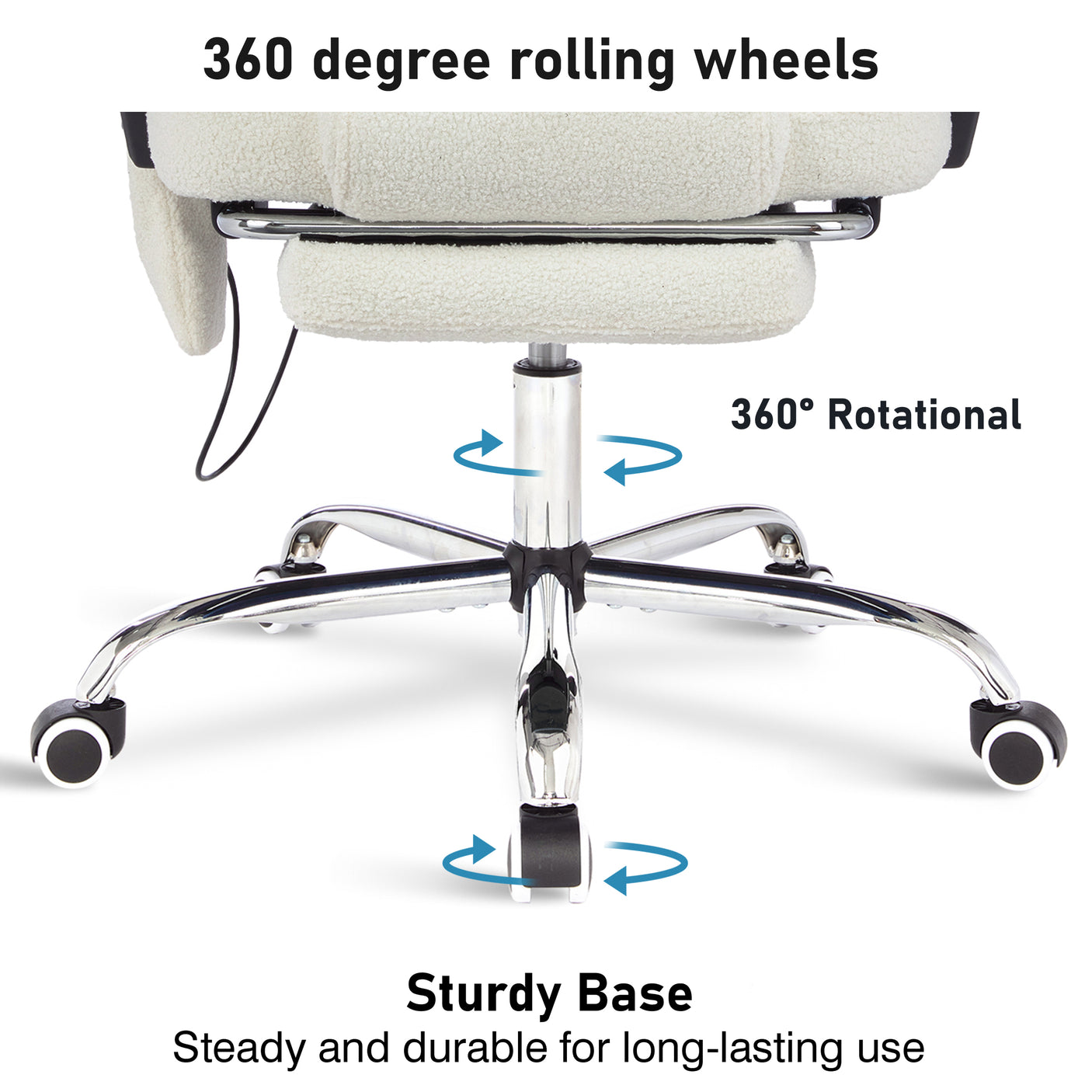 Most comfortable office chair with massage, featuring 360-degree rolling wheels.
