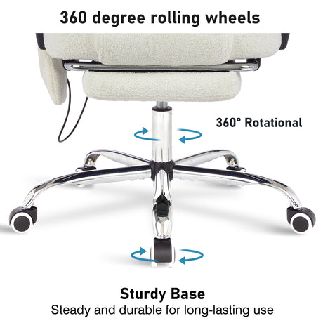 Most comfortable office chair with massage, featuring 360-degree rolling wheels.