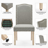 [Light Grey | Set of 2] Feature graphic highlighting cushioning, spring support, legs, and nailhead trim.