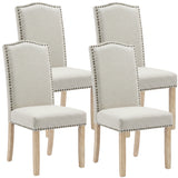 [Beige | Set of 4] Nailhead Dining Chairs set of 4 in beige fabric 