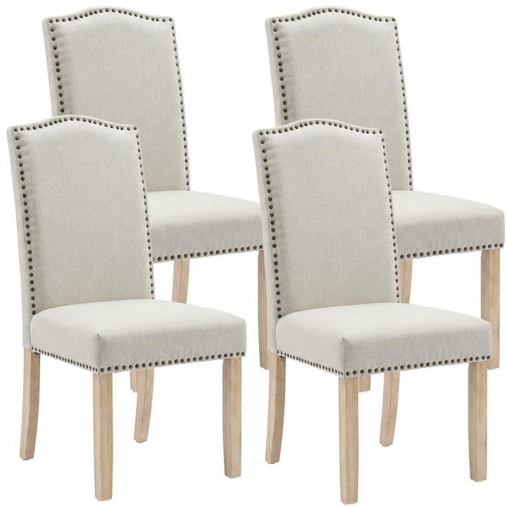[Beige | Set of 4] Nailhead Dining Chairs set of 4 in beige fabric 